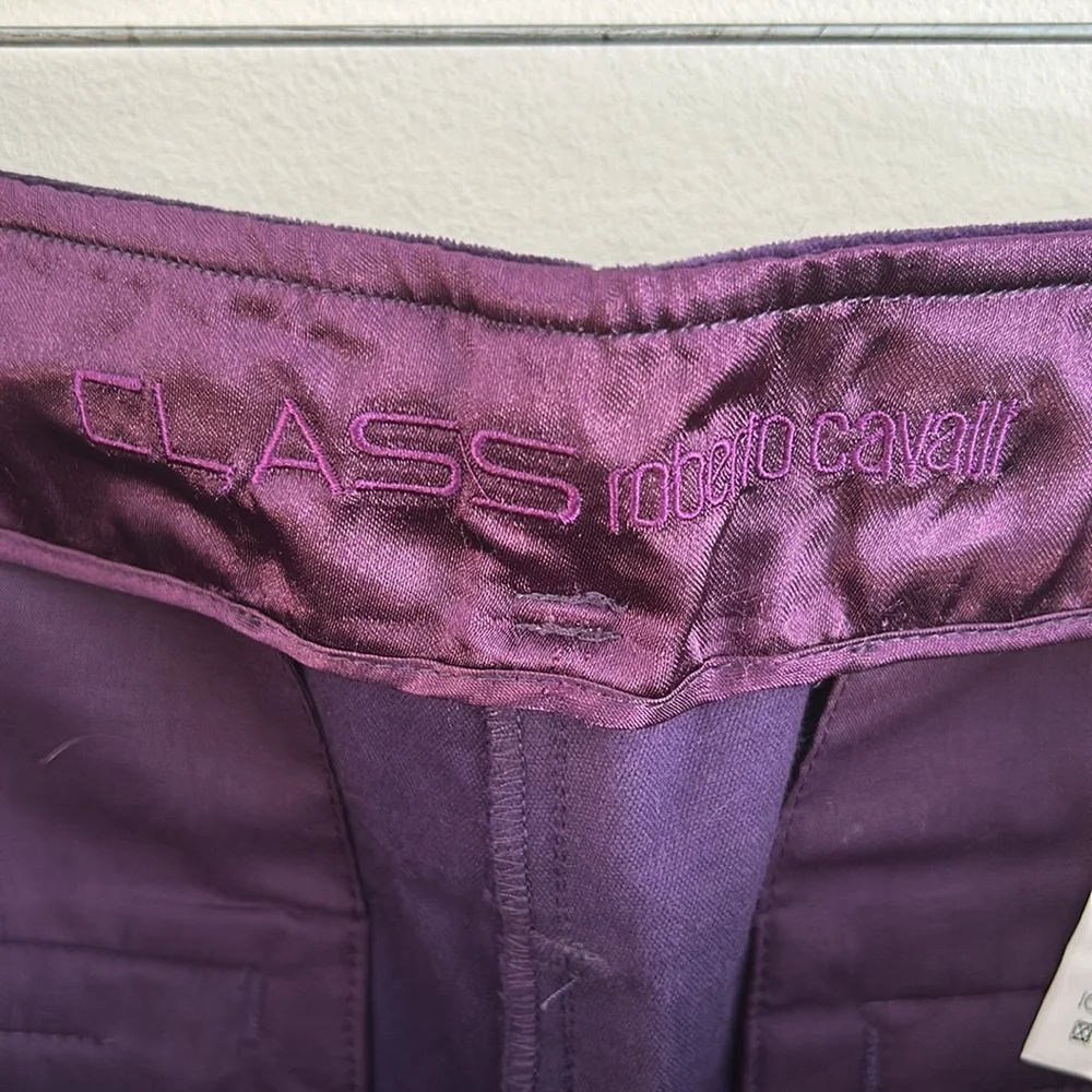 Vintage Roberto Cavalli Low Rise Bootcut Velvet Pants Purple - Picture 3 of 7